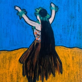 "Rising" Oil pastel on black paper item