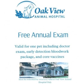 Free Annual Exam at Oak View Animal Hospital item