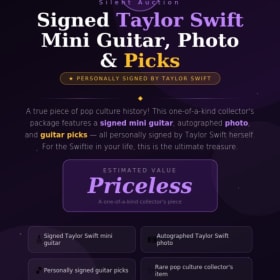 Signed Taylor Swift Mini Guitar, Photo & Picks — Priceless item