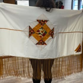 White Shawl with Gold Fringe item