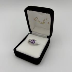 Silver Amethyst and Diamond Ring item