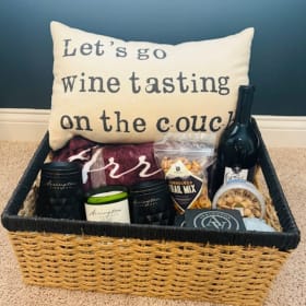 "Let's go wine tasting on the couch" Basket item