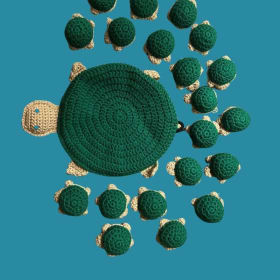 Crocheted Mama Turtle and Babies item