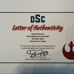 Davind Ankrum Hand Signed Star Wars Script Cover Page item