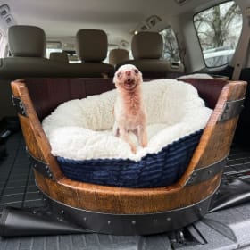 Wine Barrel Dog Bed MUST BE PICKED UP item