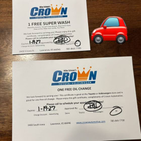 Oil Change & Super Wash Certificate item