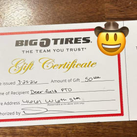 $50 Big O Tire Gift Certificate item