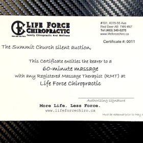 Item 20: 1 hr Massage at Life Force Chiropractic item
