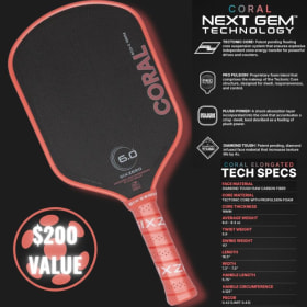 Six Zero Coral 16mm Pickleball Paddle item
