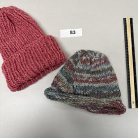 #83 pink and blue/gray/pink hat pair by Syd Rader item