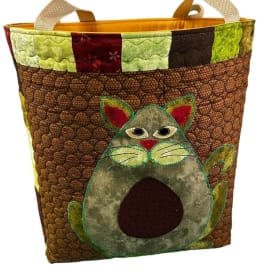 Stitchineedles Avocado Kitty design Handmade Tote item