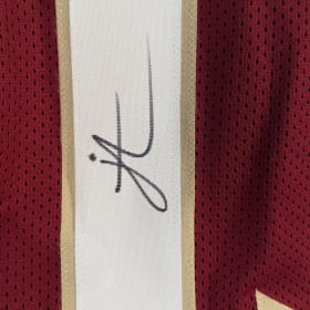 Jordan Travis signed stat jersey item