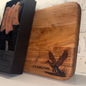 'If It Flies It Dies' Cutting Board and Butcher Knife Set item