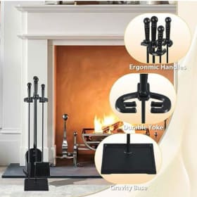 AMAGABELI GARDEN & HOME 5 Pcs Fireplace Tools Sets Black item