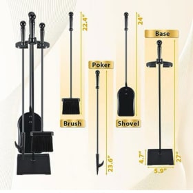 AMAGABELI GARDEN & HOME 5 Pcs Fireplace Tools Sets Black item