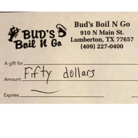 Gift Certificate - Bud's Boil N Go item