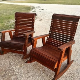 Pair of large wooden outdoor rocking chairs item