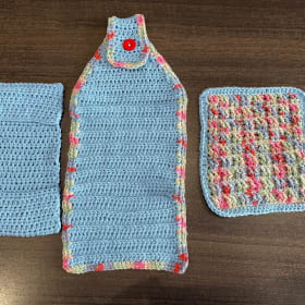 Light Blue/Pink Cozy Crochet Collection item