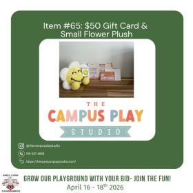 Item #65: $50 Gift Card & Small Flower Plush item