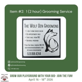 Item #2: 1 (2 hour) Grooming Service item