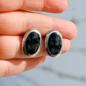 Sterling Silver and Black Earrings item