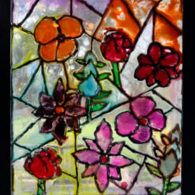 Floral bouquet 8 x 10 stained glass item