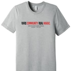 Adult T-Shirt with Rare Community, Real Magic Banner Logo item