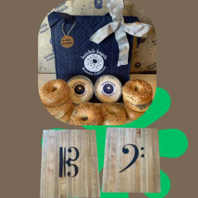 Bundle: Boichik Bagels Brunch Basket + Musical Cutting Board item
