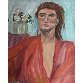 "Woman in Red" - acrylic on canvas by Sydell Rothafel item