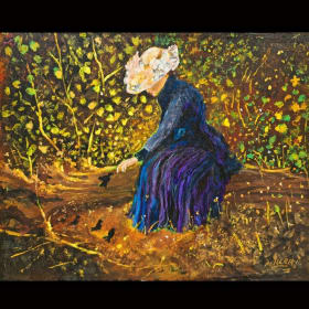 "Autumn Gathering" oil on canvas by Martin Miller item