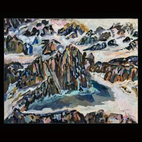 "Rock and Motion" acrylic on canvas by Sydell Rothafel item