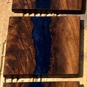 Set of 4 Custom Claro Walnut "River" Coasters item