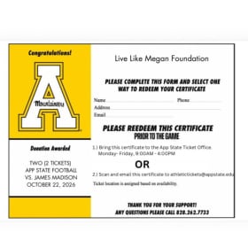 2 Tickets to App State Football vs. James Madison October 22 item
