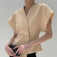 Trendy V-Neck Button Down Blouse item