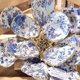 White w/ Blue print Oyster Magnolia Blossom Art item