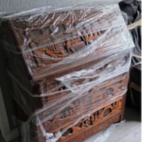Carved hardwood “blanket chest / cabinet” item