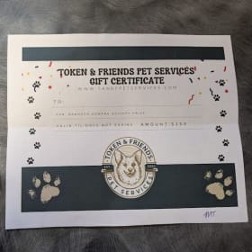 $100 Gift Certificate To Token & Friends Pet Services item