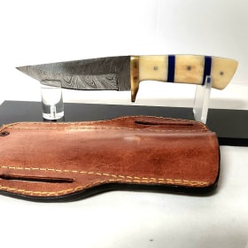 Thin Blue Line Damascus Steel Knives & Sheath item