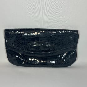 Nine West Black Textured/Croc Embosses Clutch - LN item
