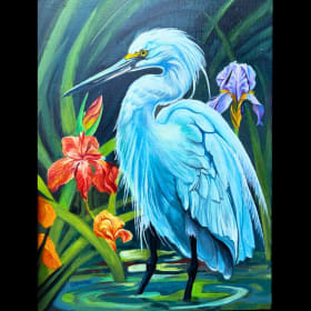 White Heron Painting by John Carambat 🎨 item