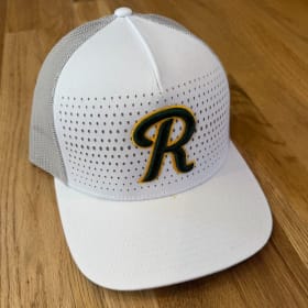 Hat - white laser trucker hat w/ 3D R item