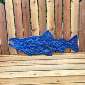Blue Salmon Handcrafted Metal Wall Art item