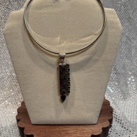 SS Choker Necklace w/Jeweled Pendant & Earrings item