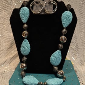 SA- Turquoise Necklace and Earring, and clutch item