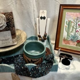 Turquoise Tray & Watercolor Print Set item