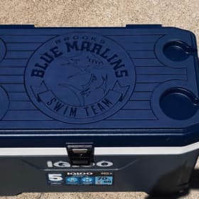 Ice Chest with Custom Marlins Topper 2 item
