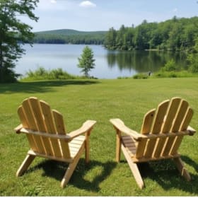 Relax on these Handcrafted Muskoka Chairs (Set of Two) item