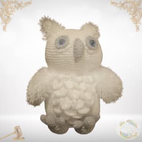 Handcrafted white crochet owl item