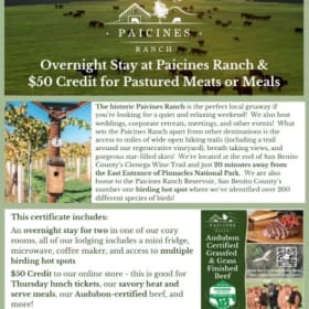 Paicines Ranch Overnight Stay + $50 Credit for Pastured Meat item