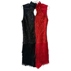 Weissman Red & Black Fringe Sequin Dance Romper – SA item